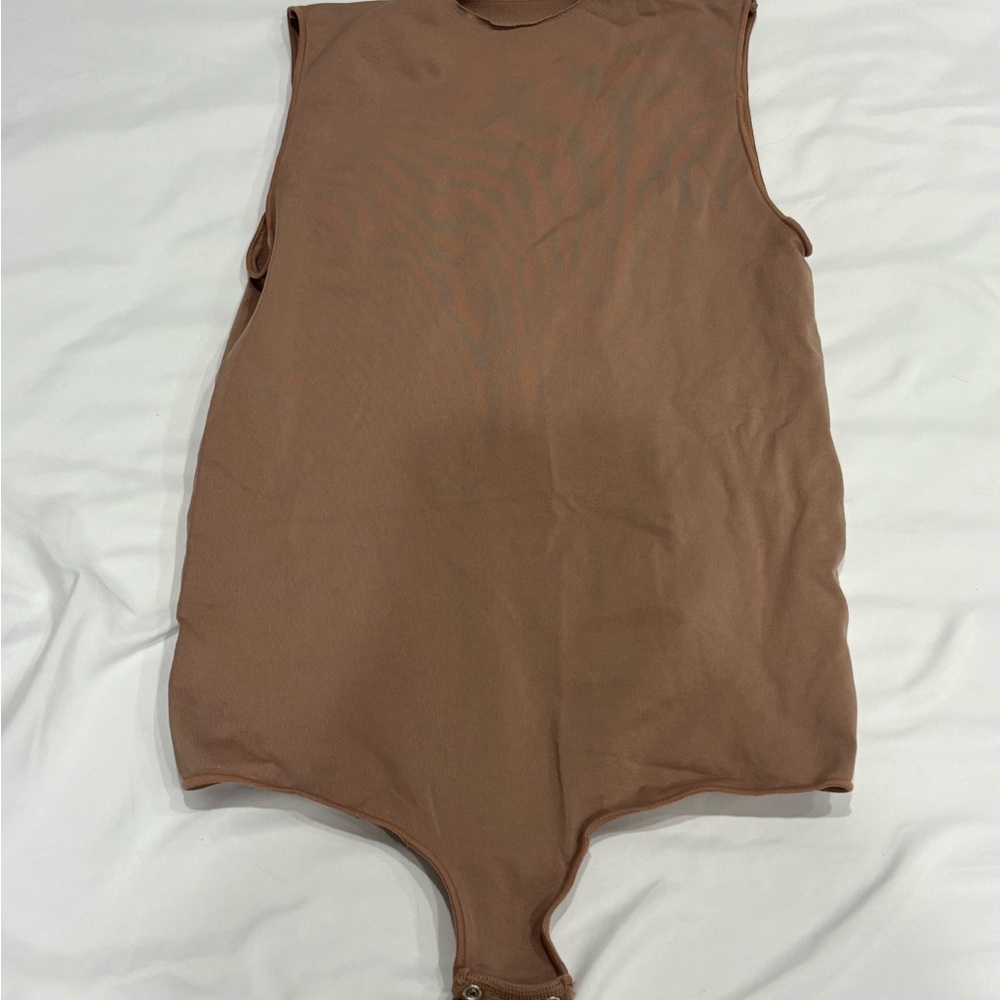 Brown SKIMS halter bodysuit